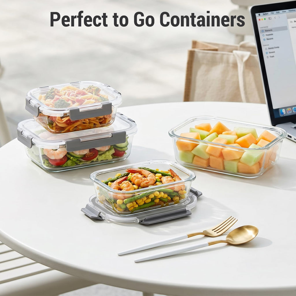 Cup Glass Food Storage Containers with lids