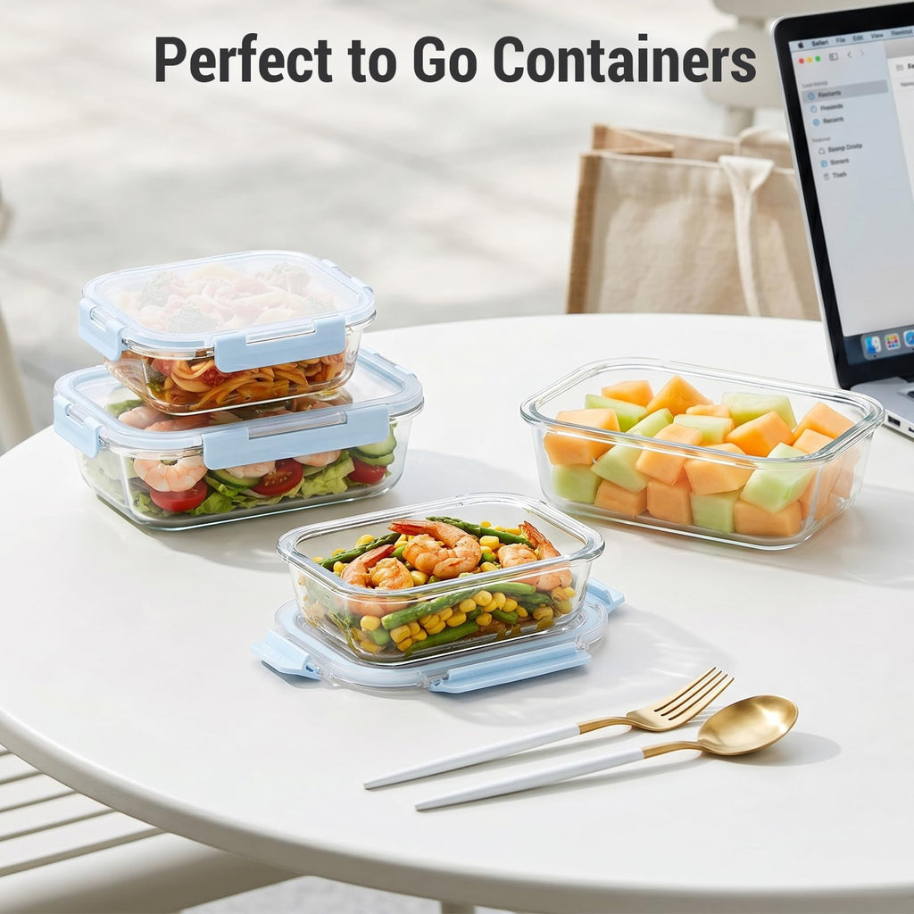 Cup Glass Food Storage Containers with lids