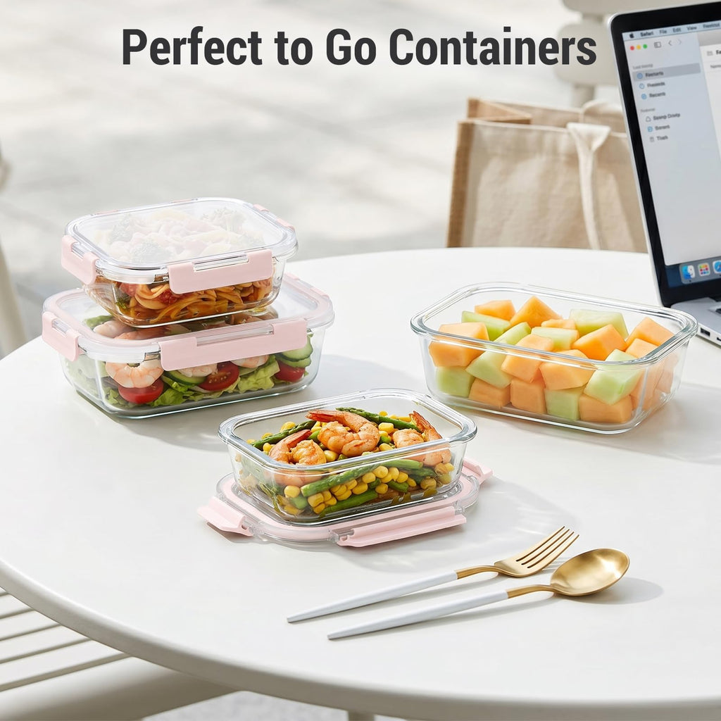 Cup Glass Food Storage Containers with lids