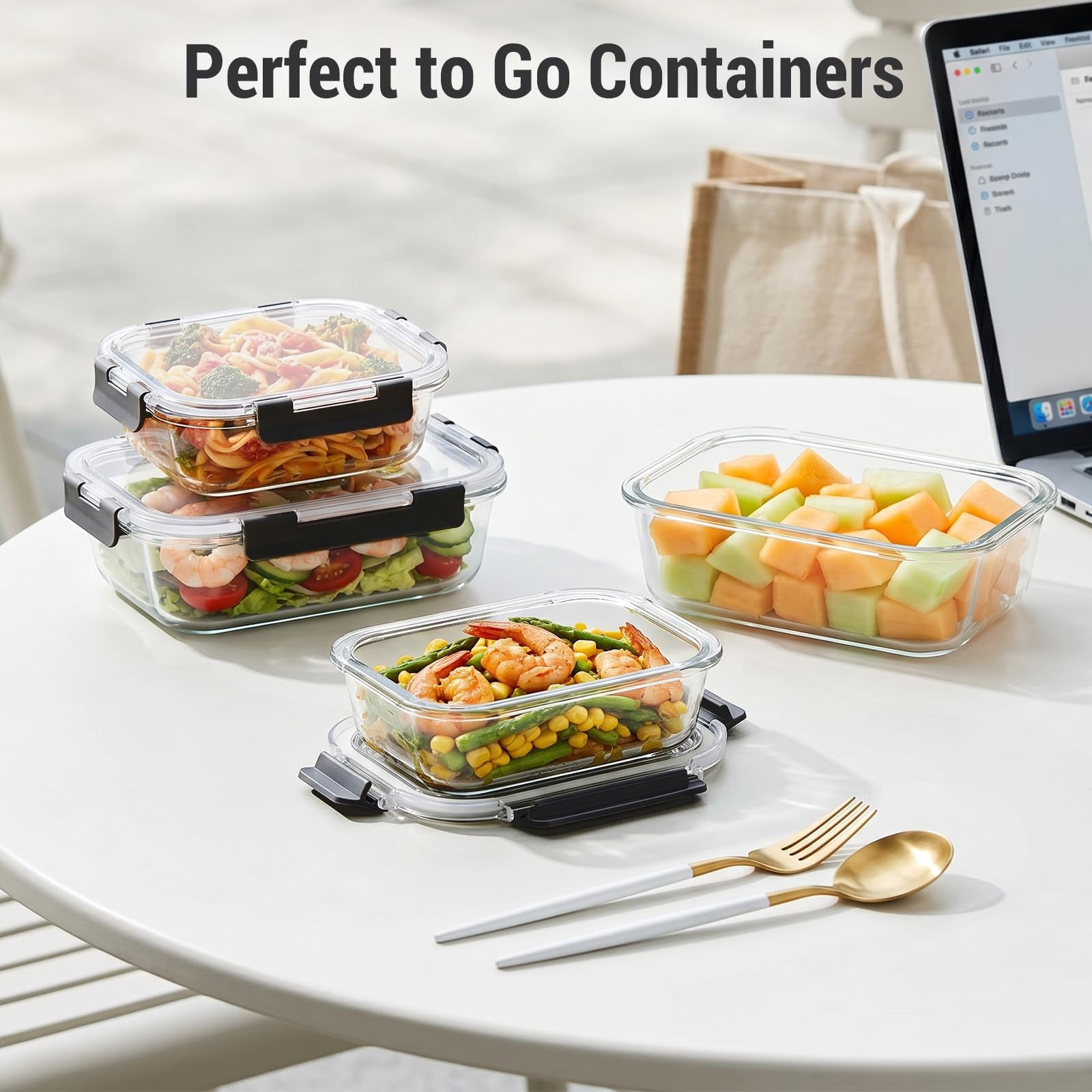 Cup Glass Food Storage Containers with lids