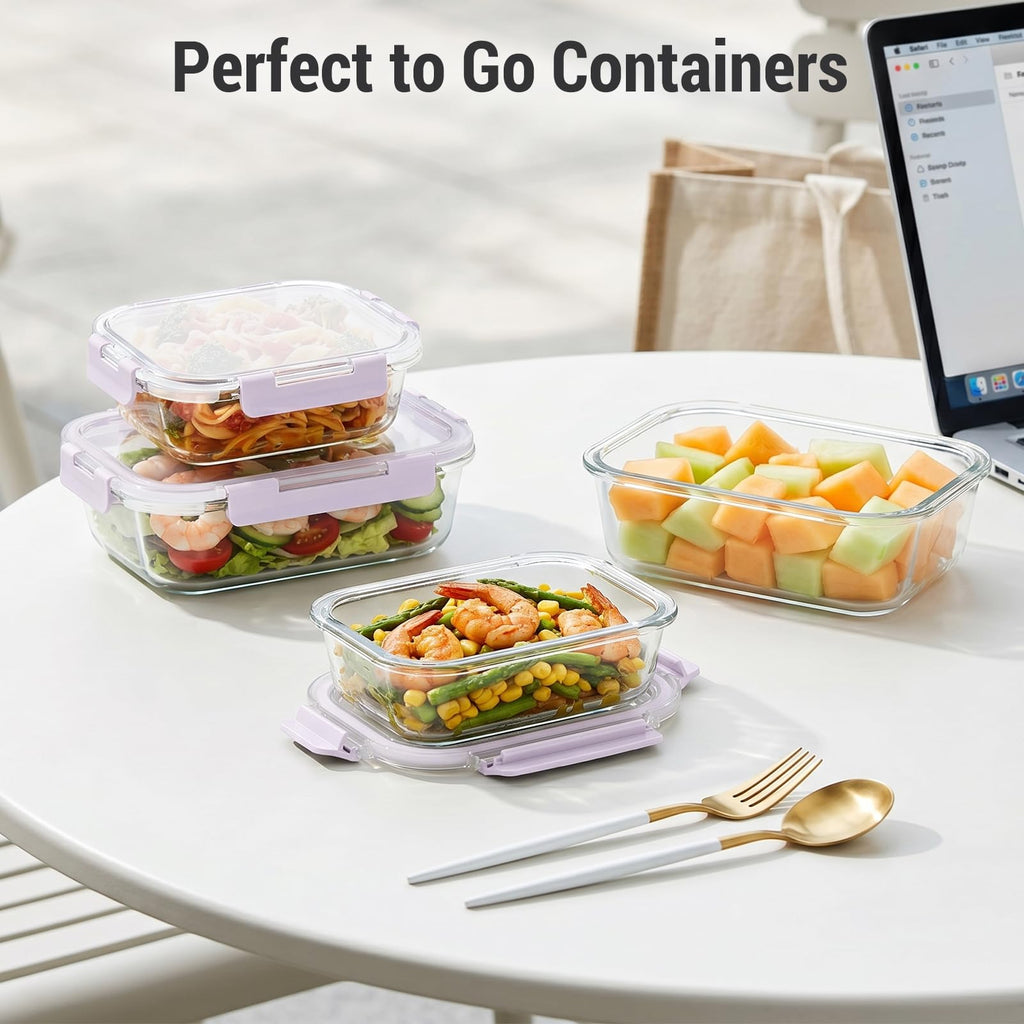 Cup Glass Food Storage Containers with lids