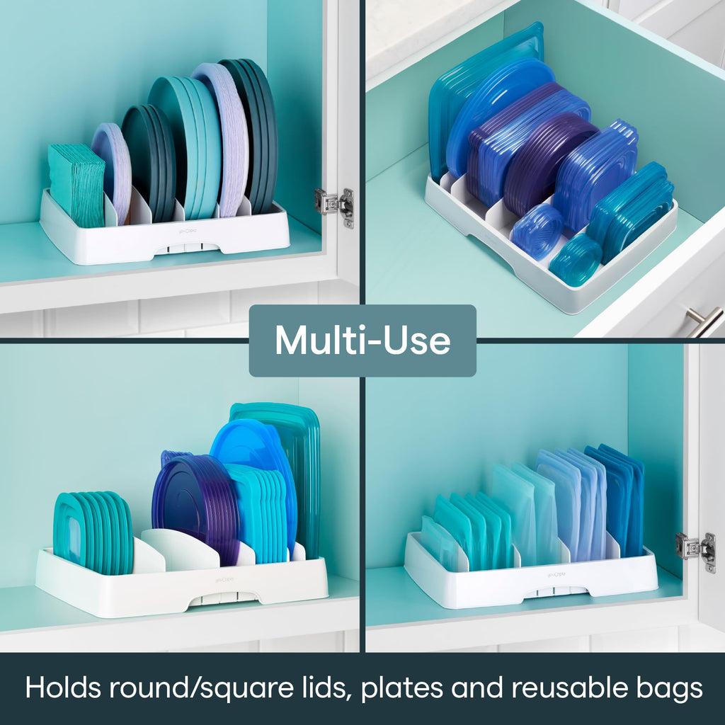 Food Container Lid Organizer for Kitchen Cabinet