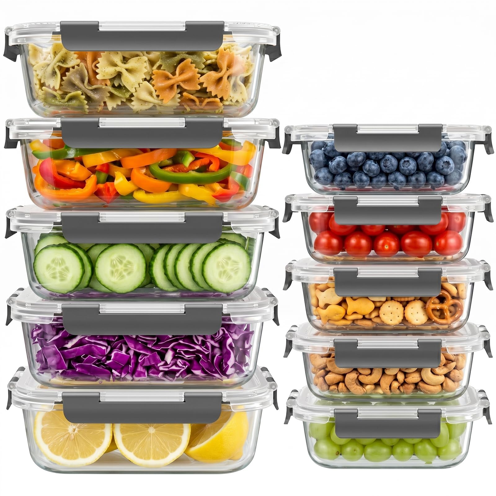 Cup Glass Food Storage Containers with lids