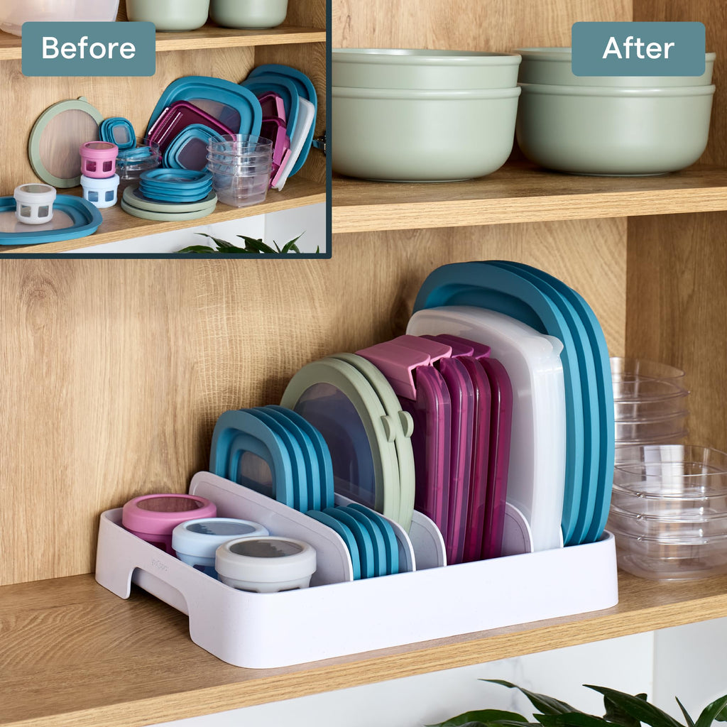 Food Container Lid Organizer for Kitchen Cabinet