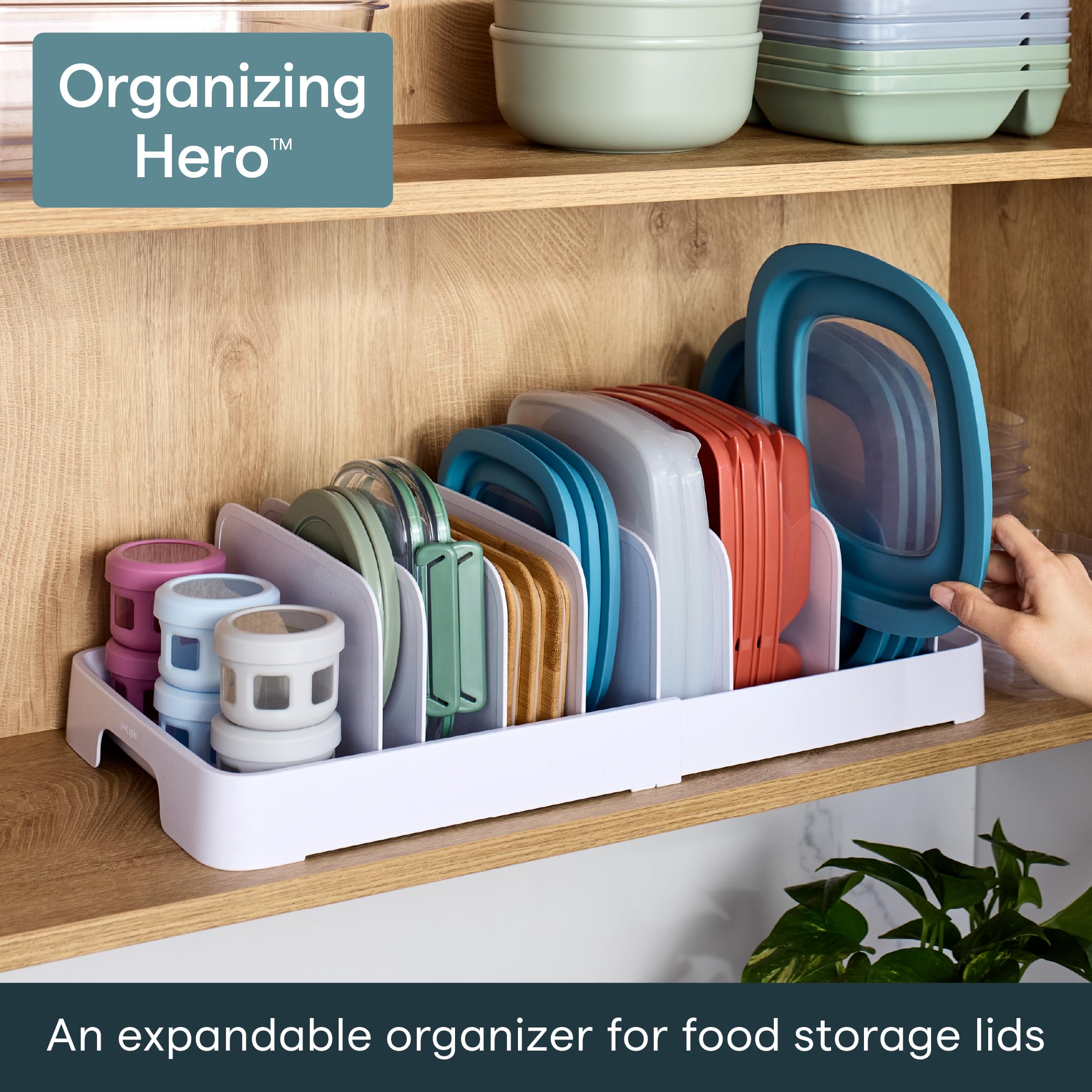 Food Container Lid Organizer for Kitchen Cabinet