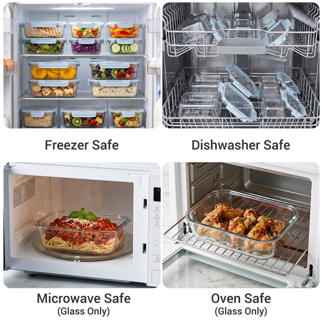Cup Glass Food Storage Containers with lids