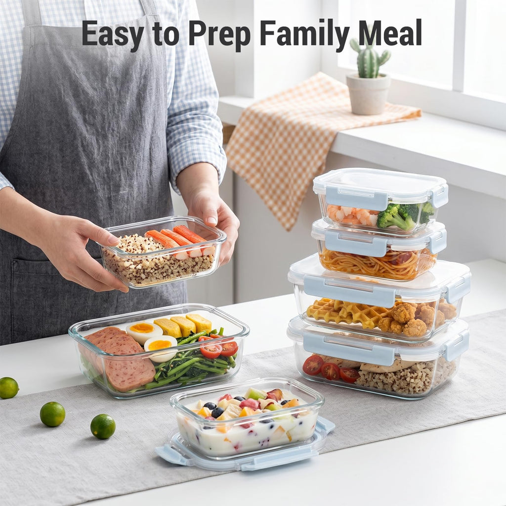 Cup Glass Food Storage Containers with lids