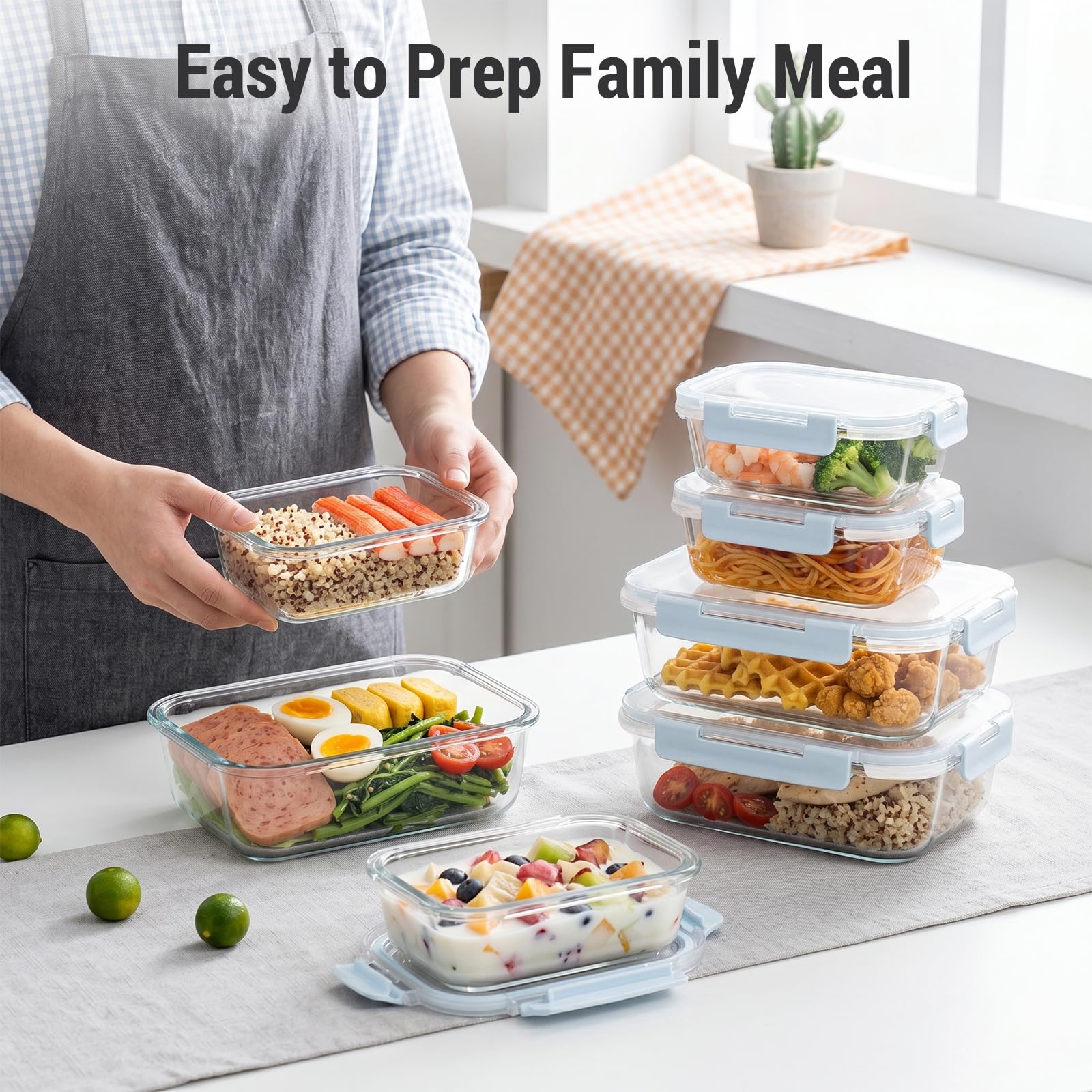 Cup Glass Food Storage Containers with lids