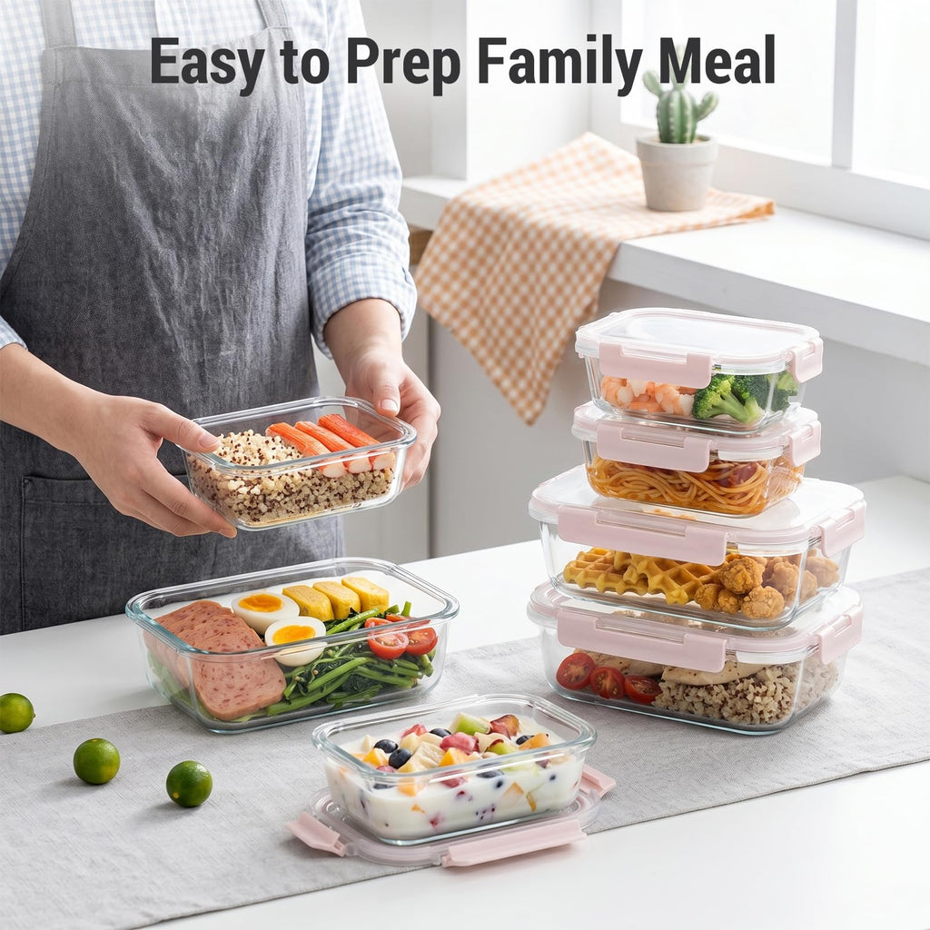 Cup Glass Food Storage Containers with lids