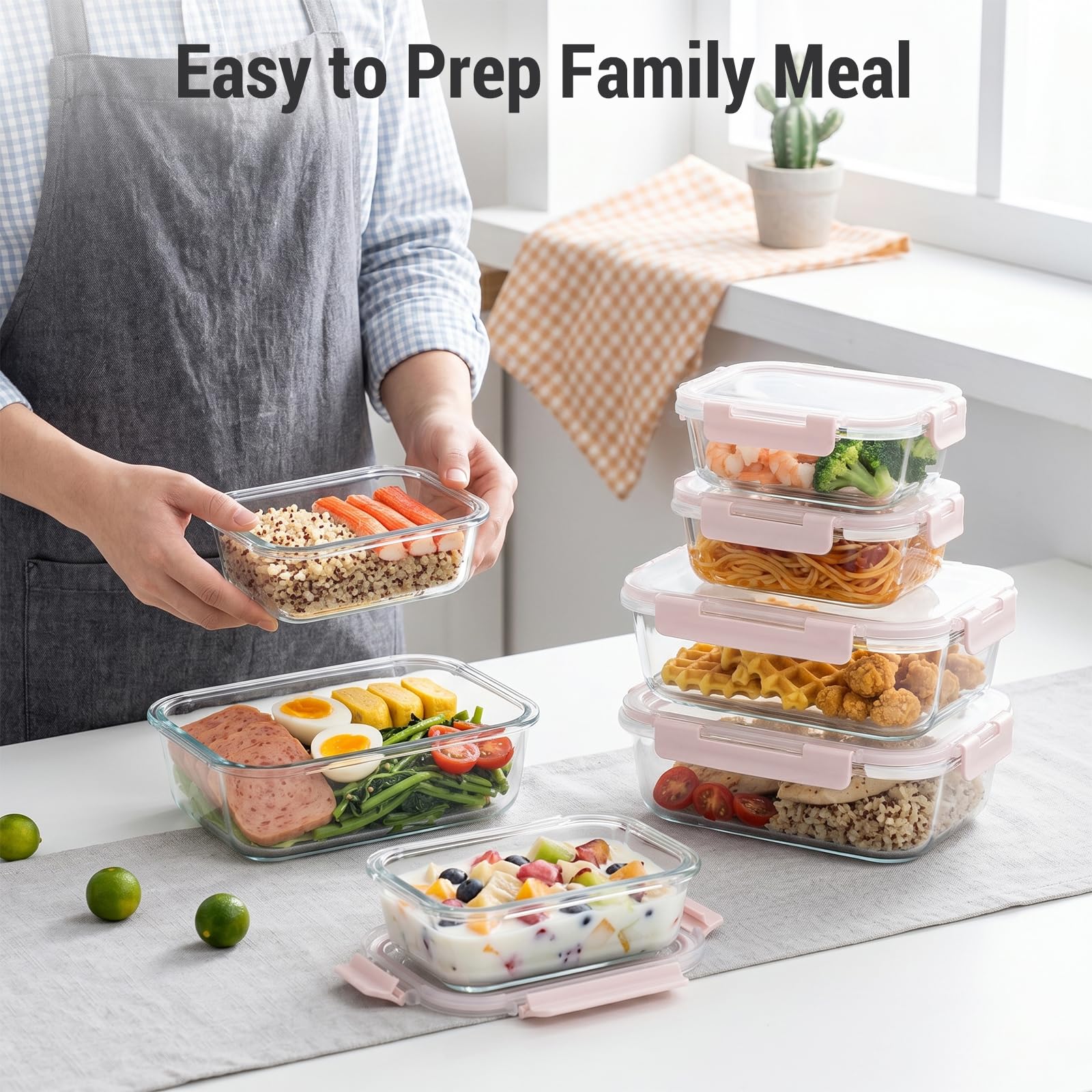 Cup Glass Food Storage Containers with lids