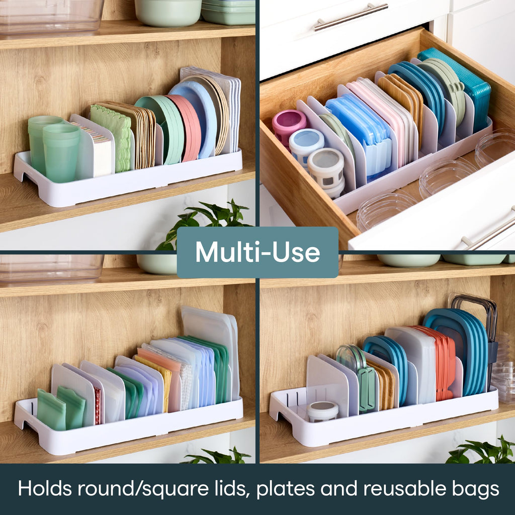 Food Container Lid Organizer for Kitchen Cabinet