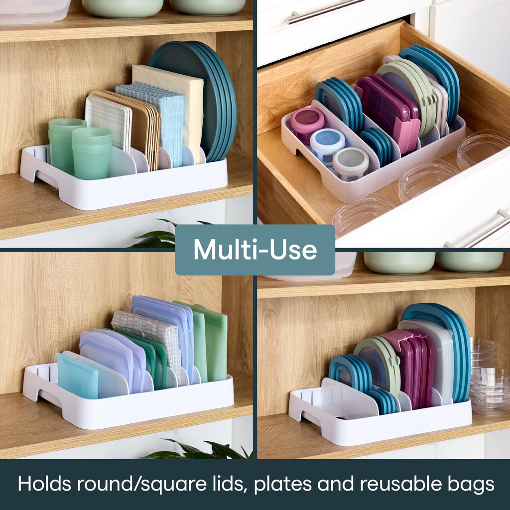 Food Container Lid Organizer for Kitchen Cabinet