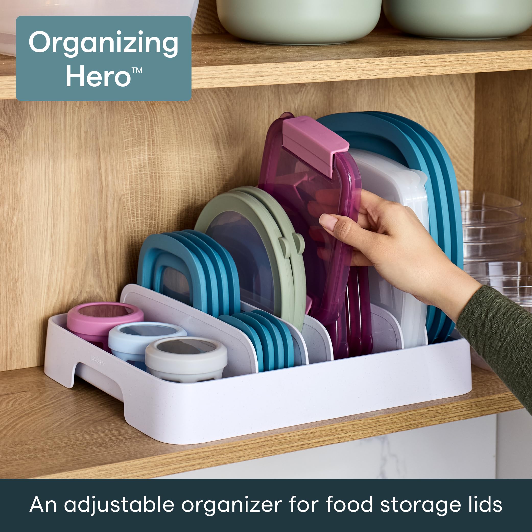 Food Container Lid Organizer for Kitchen Cabinet