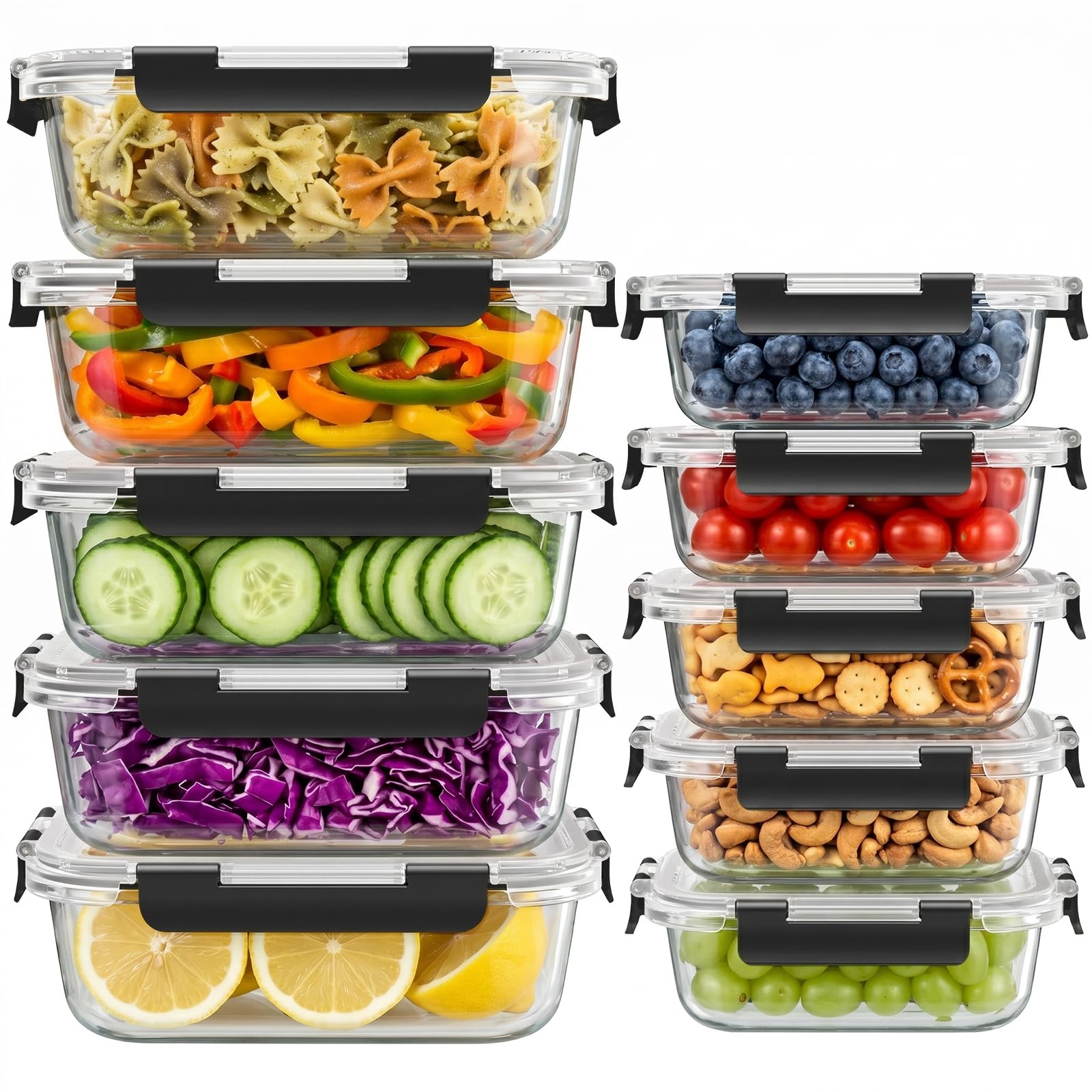 Cup Glass Food Storage Containers with lids