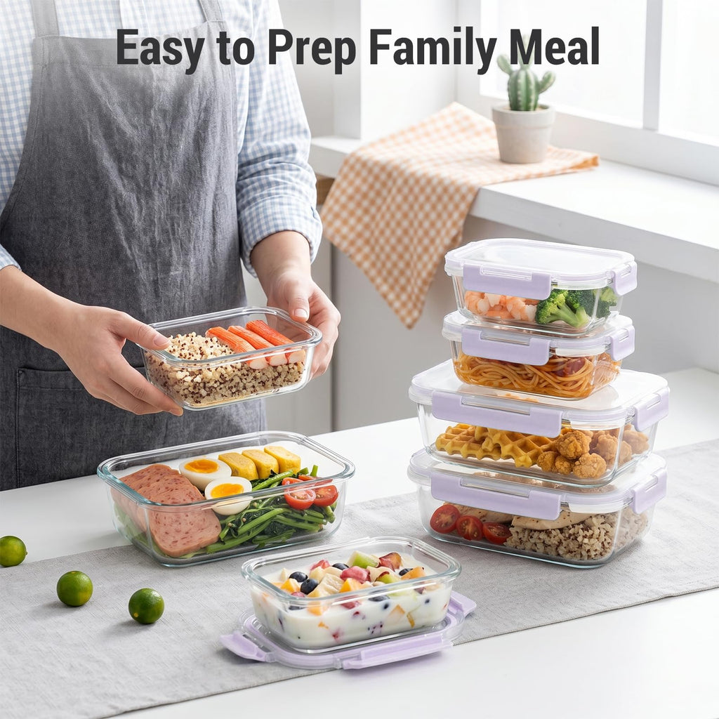 Cup Glass Food Storage Containers with lids