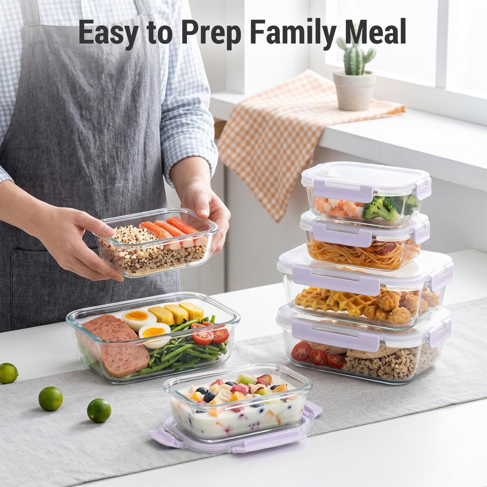 Cup Glass Food Storage Containers with lids