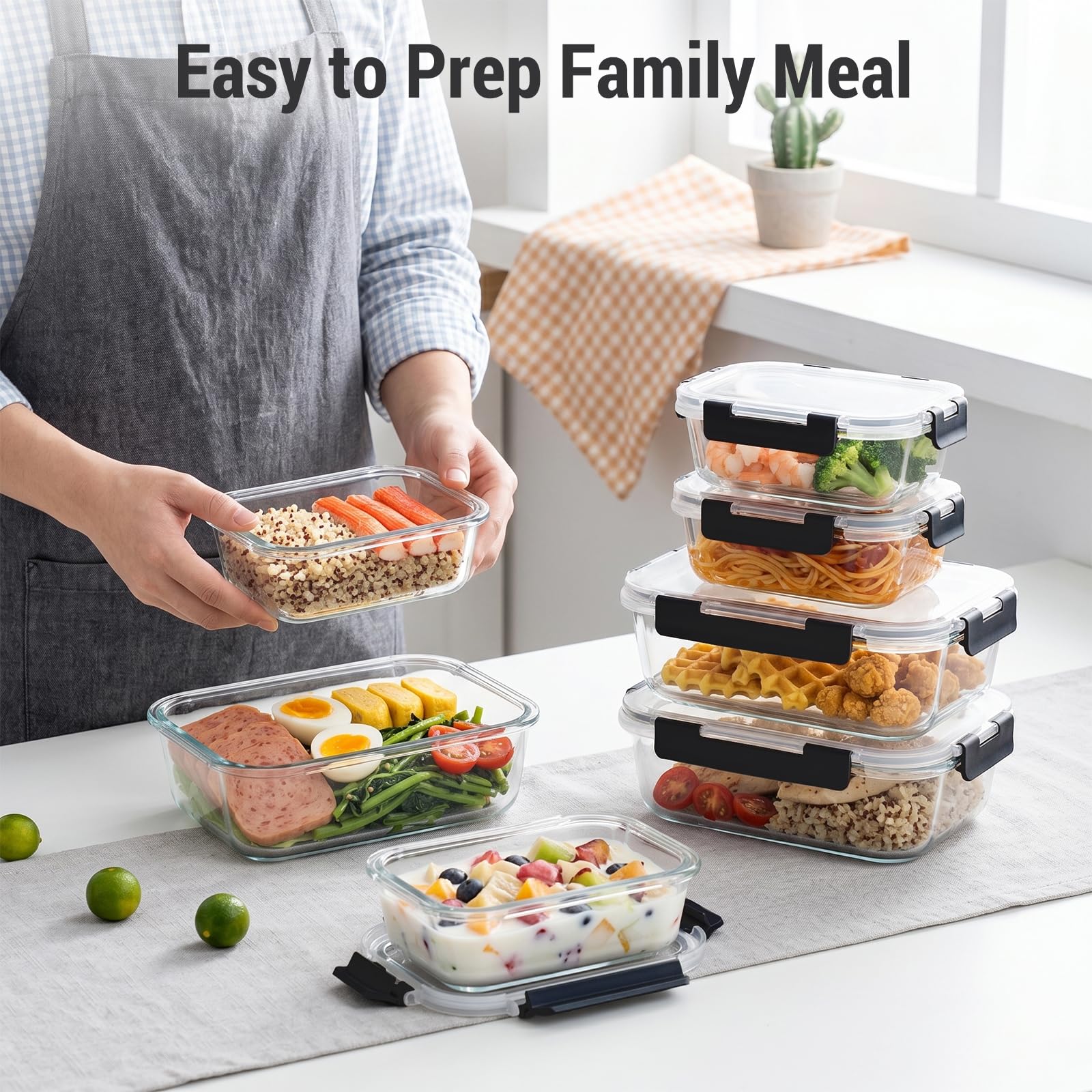 Cup Glass Food Storage Containers with lids