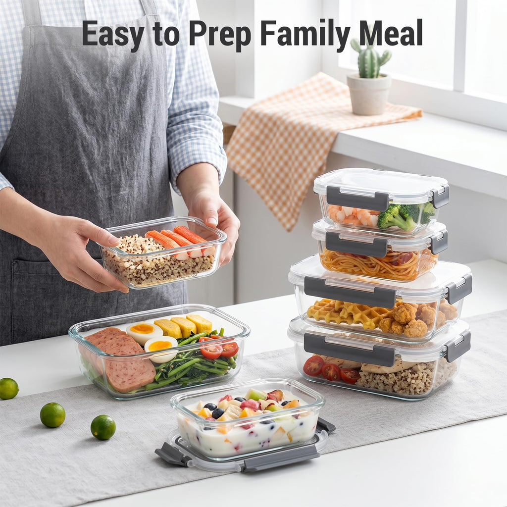 Cup Glass Food Storage Containers with lids