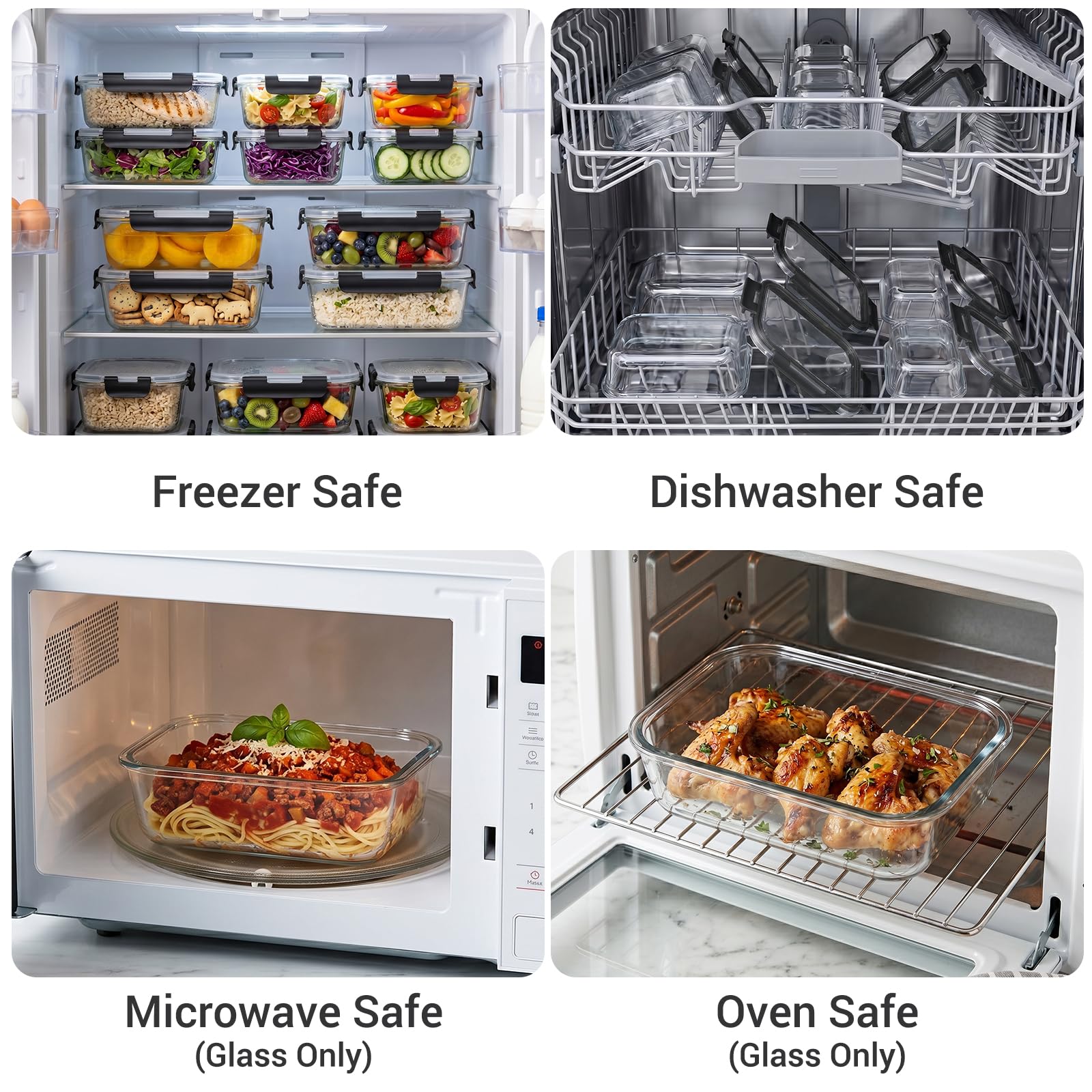 Cup Glass Food Storage Containers with lids
