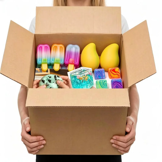 Boîte Mystère Squishy avec un jouet sensoriel surprise ultra doux à collectionner.