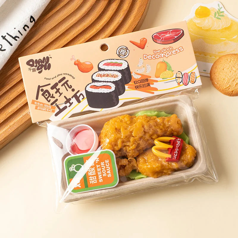 Squishy Nourriture Taba – Poulet Frit, Sushi, Dumpling & Mochi