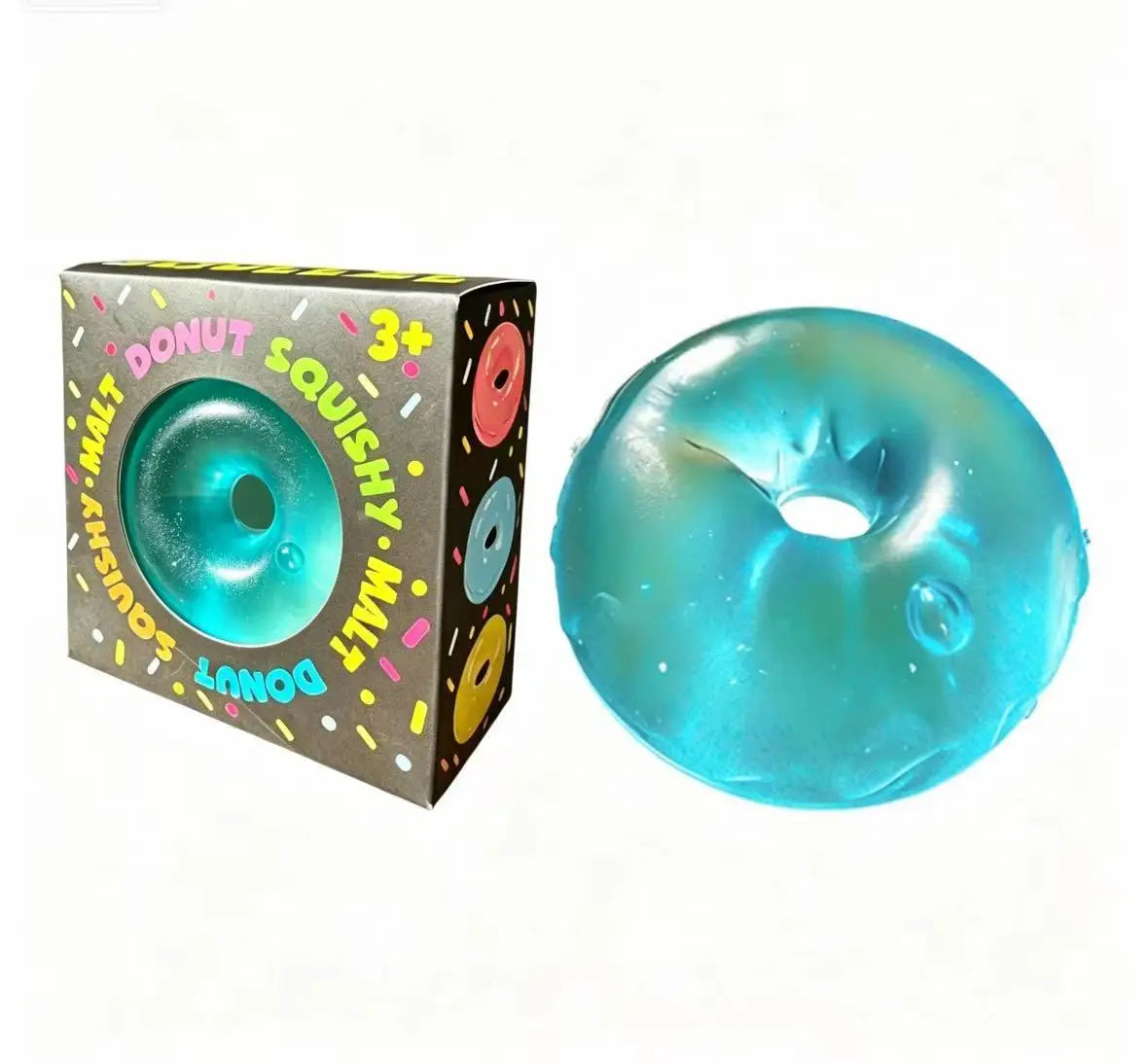 Squishy donut bleu ultra doux à effet slow rise pour soulager le stress.
