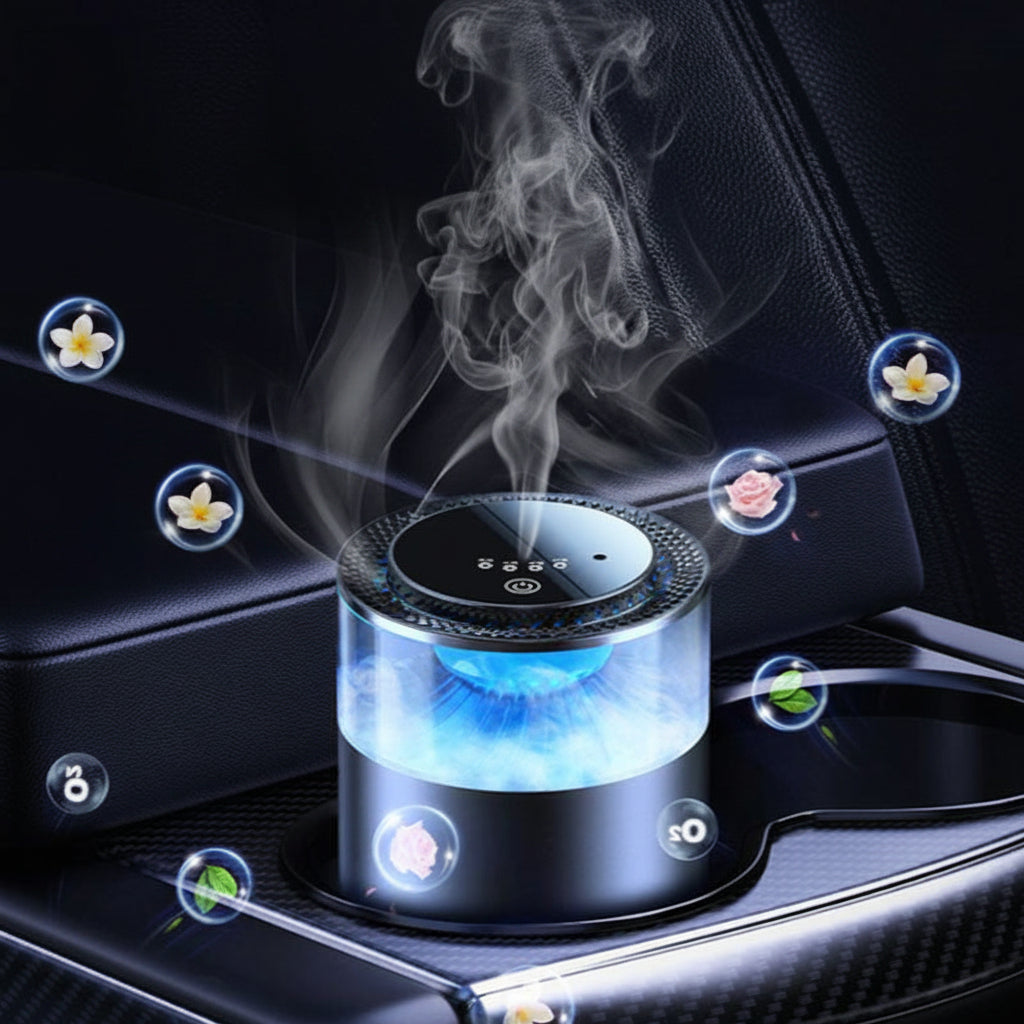 Diffuseur d'aromathérapie Nuvexer pour voiture avec brume lumineuse bleue et design élégant pour habitacle