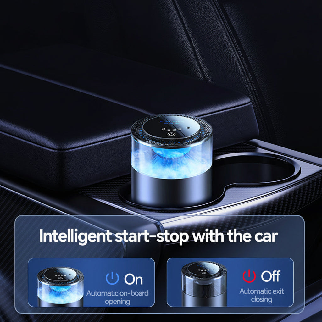 Diffuseur d'aromathérapie Nuvexer pour voiture avec brume parfumée intelligente et design compact pour porte-gobelet